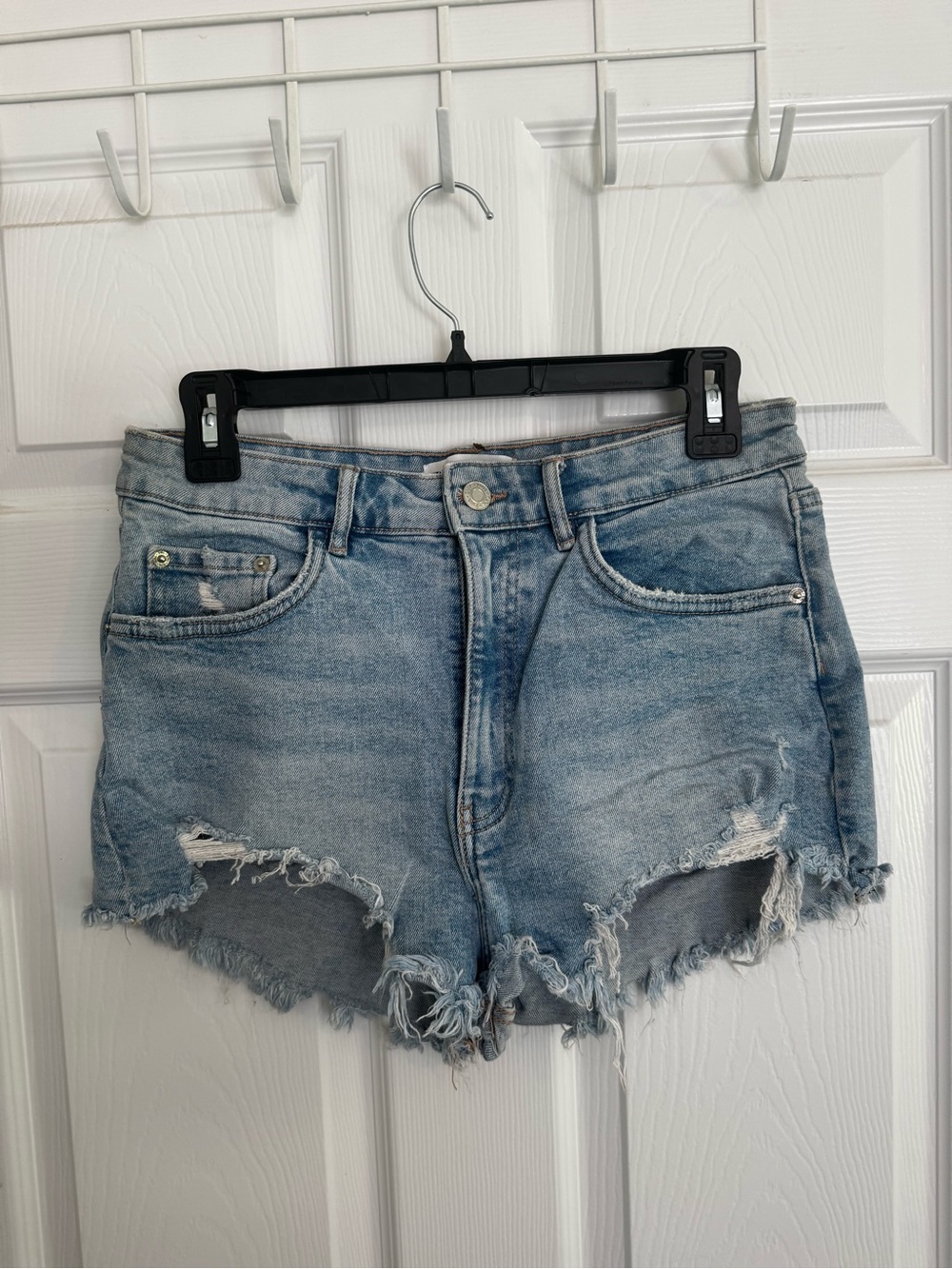 ZARA Light Blue Distressed Denim Shorts